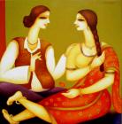 Santosh Chattopadhyay-Love After Marriage-Monart Gallerie Indian Art Gallery